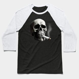 Skull With Cigarette Baseball T-Shirt